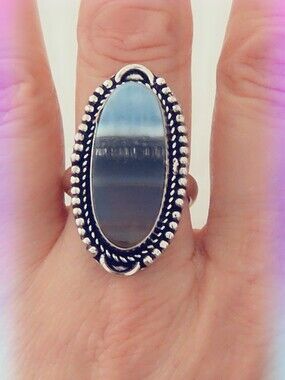 Adjustable Gemstone Statement Ring Overlay Sterling Silver Plated